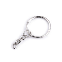 Anilla con cadena para llavero ø25 mm - Níquel (10 Piezas)