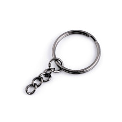 Anilla con cadena para llavero ø25 mm - Níquel negro (10 Piezas)