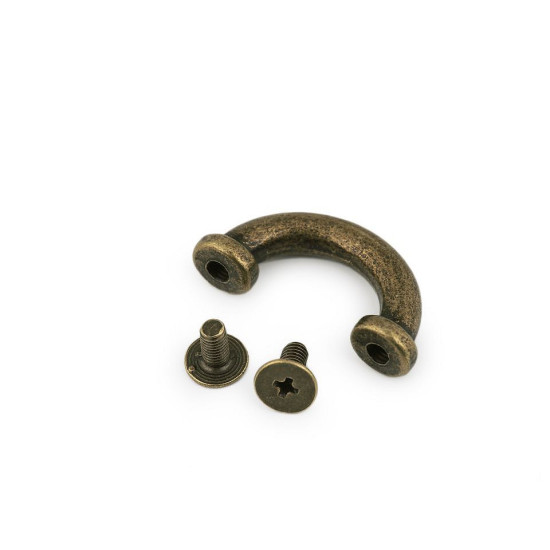 Metal screw-in loop component for handbags, width 15 mm - Nickel (50 Sets) Metal screw-in loop component for handbags, width 15 mm - Nickel (50 Sets)
