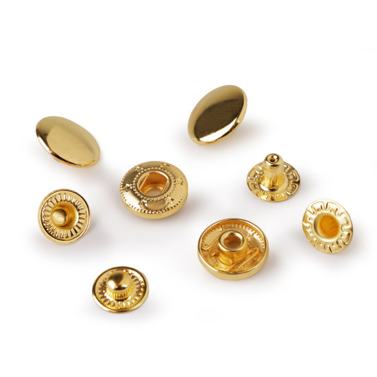 Metal snaps ø15 mm for medium-thick fabrics - Vintage brass (50 Sets) Metal snaps ø15 mm for medium-thick fabrics - Vintage brass (50 Sets)