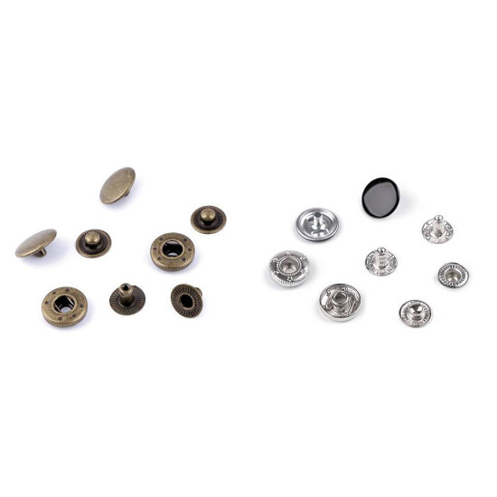 Metal snaps ø15 mm for medium-thick fabrics - Vintage brass (50 Sets) Metal snaps ø15 mm for medium-thick fabrics - Vintage brass (50 Sets)