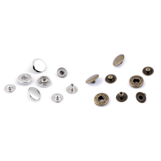 Metal snaps ø15 mm for medium-thick fabrics - Vintage brass (50 Sets) Metal snaps ø15 mm for medium-thick fabrics - Vintage brass (50 Sets)