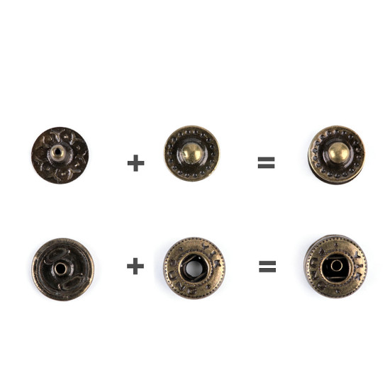 Metal snaps ø10 mm for medium-thick fabrics - Nickel (50 Sets) Metal snaps ø10 mm for medium-thick fabrics - Nickel (50 Sets)