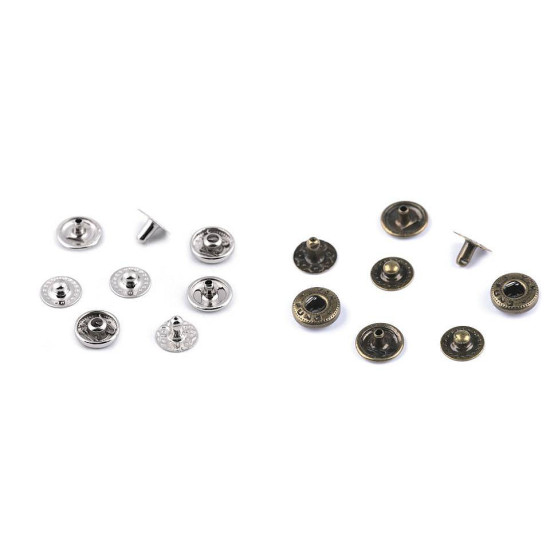 Metal snaps ø10 mm for medium-thick fabrics - Nickel (50 Sets) Metal snaps ø10 mm for medium-thick fabrics - Nickel (50 Sets)