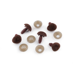 Nos aksamitny do zabawek z zatyczką 14x15 mm - Brązowy (250 Zestawy)