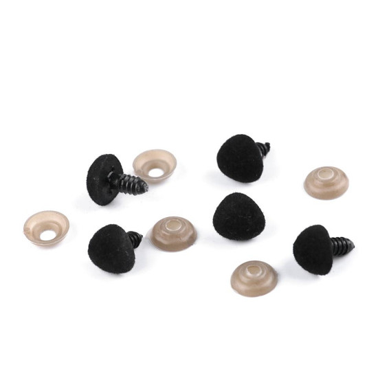 Nos aksamitny do zabawek z zatyczką 14x15 mm - Czarny (5 Zestawy) Nos aksamitny do zabawek z zatyczką 14x15 mm - Czarny (5 Zestawy)