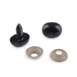 Nos / oczy do zabawek z zatyczką 13x16 mm - Czarny (5 Zestawy)