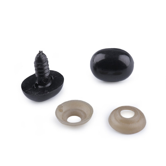Nos / oczy do zabawek z zatyczką 13x16 mm - Czarny (50 Zestawy) Nos / oczy do zabawek z zatyczką 13x16 mm - Czarny (50 Zestawy)