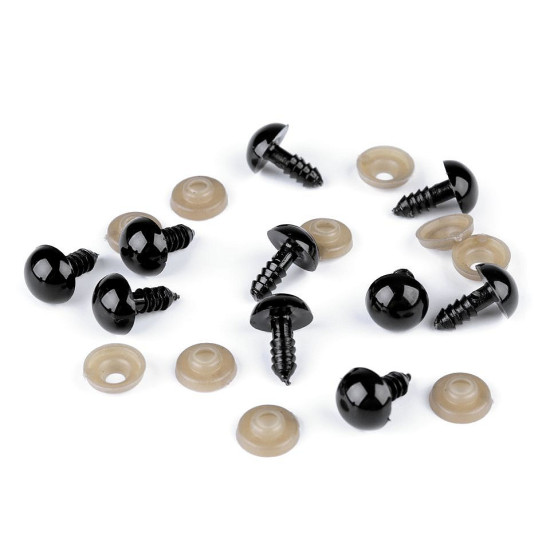 Oczy do zabawek z zatyczką ø12 mm - Czarny (10 Zestawy) Oczy do zabawek z zatyczką ø12 mm - Czarny (10 Zestawy)