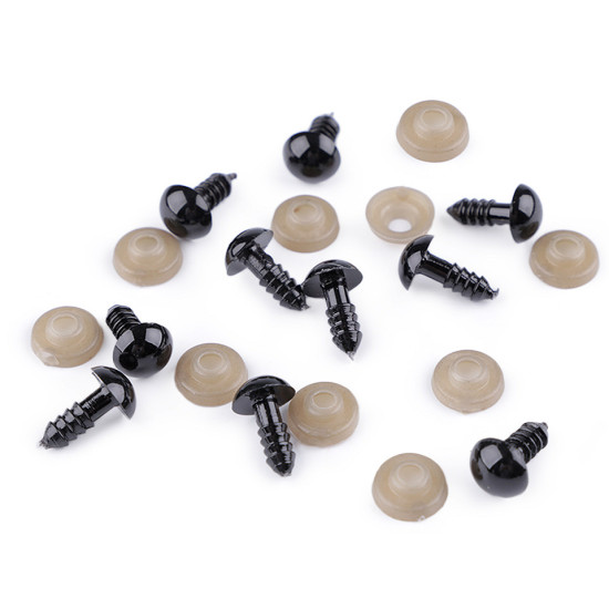 Oczy do zabawek z zatyczką ø10 mm - Czarny (250 Zestawy) Oczy do zabawek z zatyczką ø10 mm - Czarny (250 Zestawy)