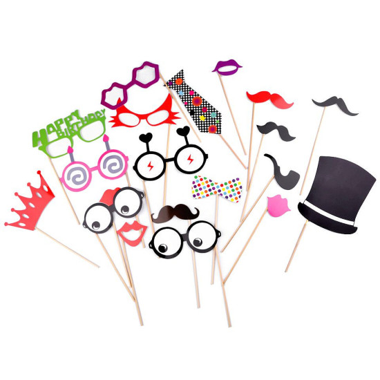 Photo booth party props - As pictured (1 Set)
