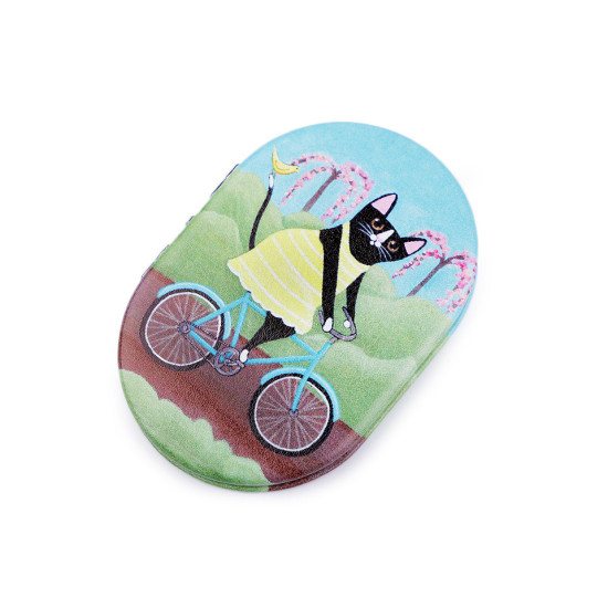 Cosmetic pocket mirror cat - Turquoise (1 Piece)