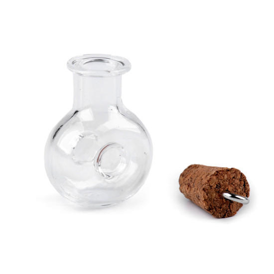 Buteleczka szklana / zawieszka z korkiem 20x28 mm - Transparent (5 Fiolki) Buteleczka szklana / zawieszka z korkiem 20x28 mm - Transparent (5 Fiolki)