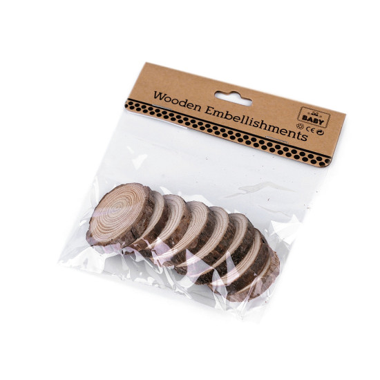 Natural wood tree branch slice / wood circle, ø2.5-4.5 cm - Ivory (12 Bags)