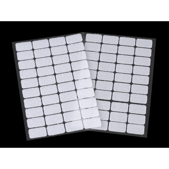 Hook and loop self adhesive rectangles 15x25 mm - White (1 Card)