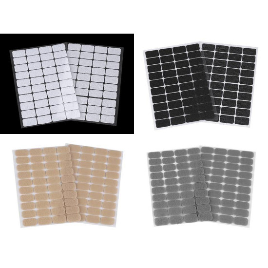 Hook and loop self adhesive rectangles 15x25 mm - White (1 Card)