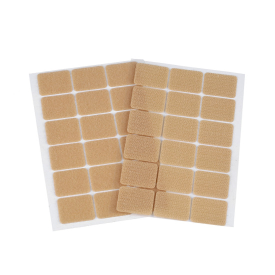 Hook and loop self adhesive rectangles 25x32 mm - White (1 Card)