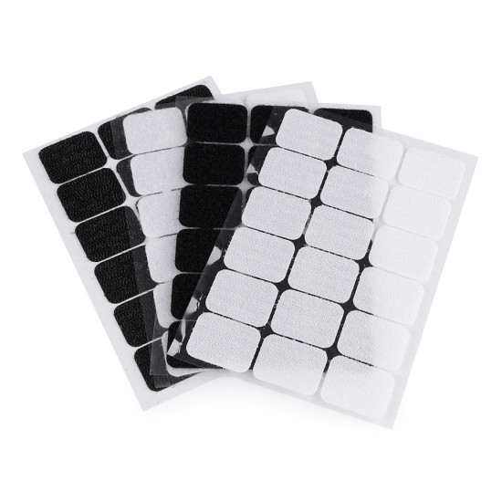 Hook and loop self adhesive rectangles 25x32 mm - White (1 Card)