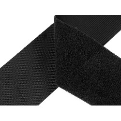 Taśma rzep komplet (haczyk+pętelka) niskoprofilowa szerokość 10 cm delikatny - Czarny (1 Metr)