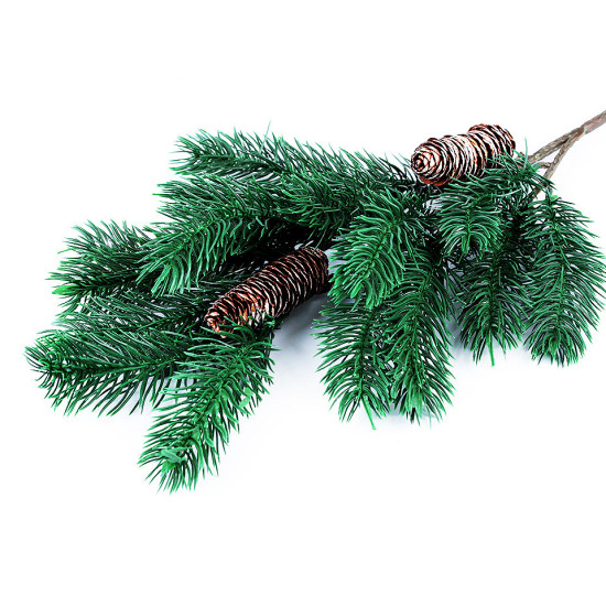 Brindille de pin artificiel givrée avec pommes de pin - Vert foncé (1 Pièce) Brindille de pin artificiel givrée avec pommes de pin - Vert foncé (1 Pièce)