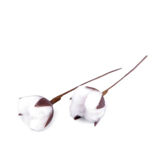 Artificial cotton flower - White (2 Pieces)