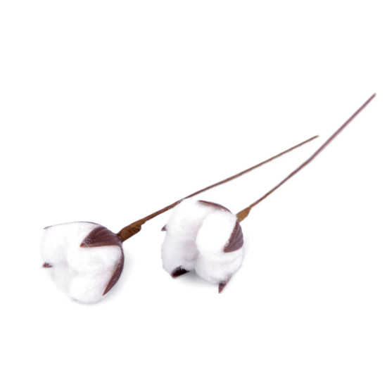Artificial cotton flower - White (2 Pieces)