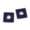 Aplique cuadrado de polipiel con ojal, para coser - Azul oscuro (20 Piezas)