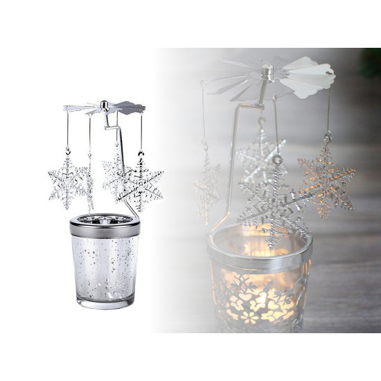 Rotary spinning tealight holder / carousel - Silver (3 Pieces)