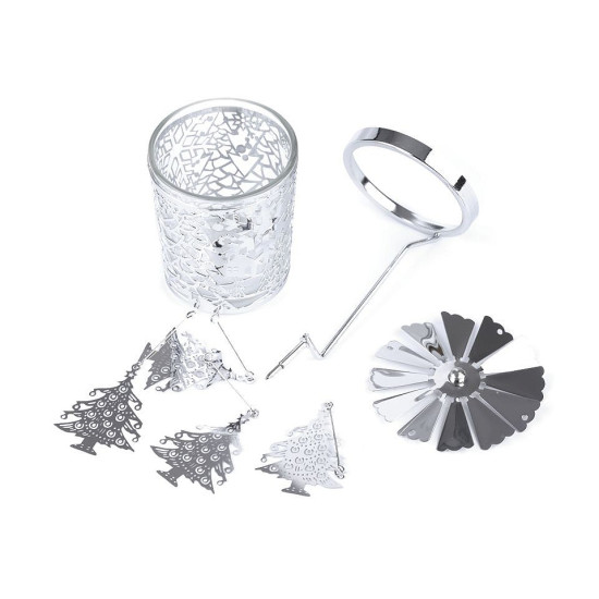 Rotary spinning tealight holder / carousel - Silver (3 Pieces)