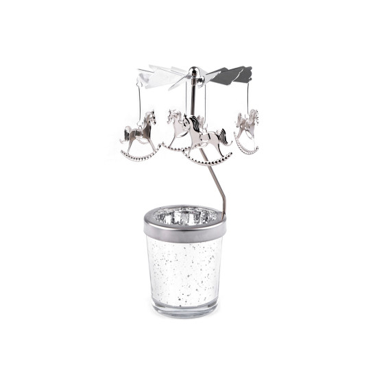 Rotary spinning tealight holder / carousel - Silver (3 Pieces)