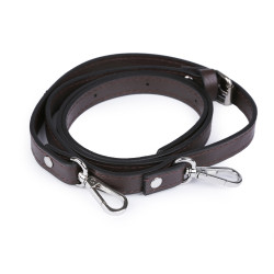 Long eco leather strap / handbag strap with snap hooks, width 1.5 cm - Darkbrown (1 Piece)