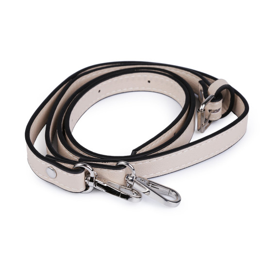Long eco leather strap / handbag strap with snap hooks, width 1.5 cm - Lightbeige (1 Piece) Long eco leather strap / handbag strap with snap hooks, width 1.5 cm - Lightbeige (1 Piece)
