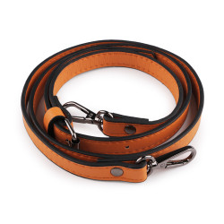 Long eco leather strap / handbag strap with snap hooks, width 1.5 cm - Darkbeige (1 Piece)
