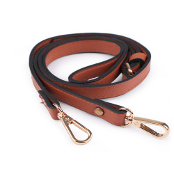 Long eco leather strap / handbag strap with snap hooks, width 1.5 cm - Cognac brown (1 Piece)