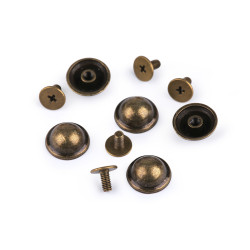 Decorative screw rivet / bottom bag feet ø13 mm - Vintage brass (100 Pairs)