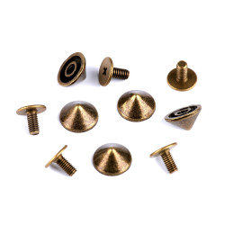 Decorative screw stud / bottom bag feet ø9.5 mm - Vintage brass (100 Pairs)