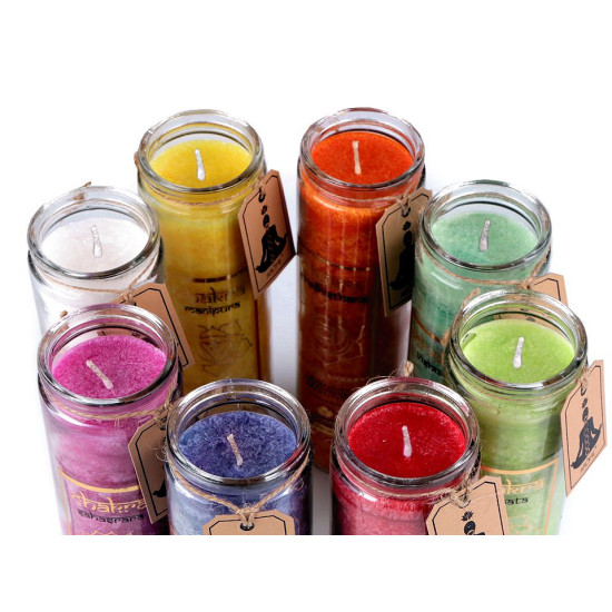 Scented chakra candle in glass, size 320 g - Blue dark (1 Piece) Scented chakra candle in glass, size 320 g - Blue dark (1 Piece)
