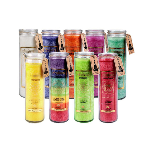 Scented chakra candle in glass, size 320 g - Blue dark (1 Piece) Scented chakra candle in glass, size 320 g - Blue dark (1 Piece)