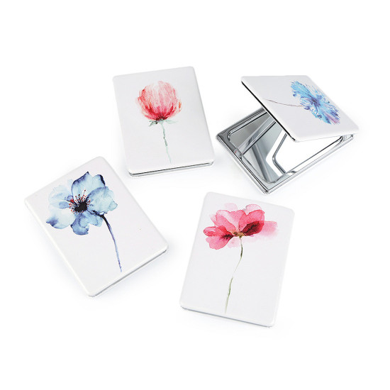 Cosmetic pocket mirror - flower - Azure blue (1 Piece) Cosmetic pocket mirror - flower - Azure blue (1 Piece)