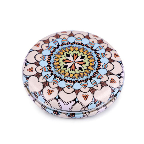 Cosmetic pocket mirror - mandala - Lightbeige (1 Piece) Cosmetic pocket mirror - mandala - Lightbeige (1 Piece)