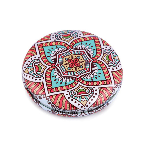 Cosmetic pocket mirror - mandala - Lightbeige (1 Piece) Cosmetic pocket mirror - mandala - Lightbeige (1 Piece)