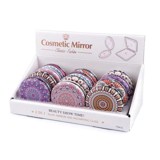 Cosmetic pocket mirror - mandala - Lightbeige (1 Piece) Cosmetic pocket mirror - mandala - Lightbeige (1 Piece)