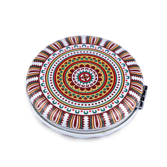 Cosmetic pocket mirror - mandala - Lightbeige (1 Piece) Cosmetic pocket mirror - mandala - Lightbeige (1 Piece)