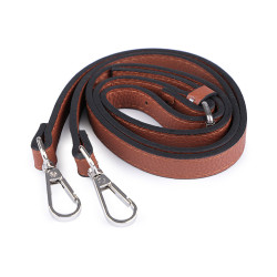 Long eco leather strap / handbag strap with snap hooks, width 1.5 cm - Cognac brown (1 Piece)