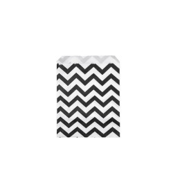 Torebka papierowa chevron 10x14 cm - Białoczarny (100 Sztuki)