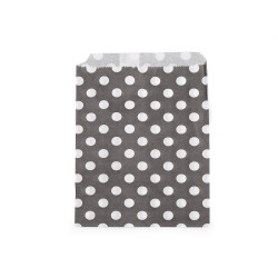Torebka papierowa chevron, kropki 13x17 cm - Białoczarny (100 Sztuki)