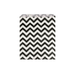 Torebka papierowa chevron, kropki 13x17 cm - Białoczarny (100 Sztuki)