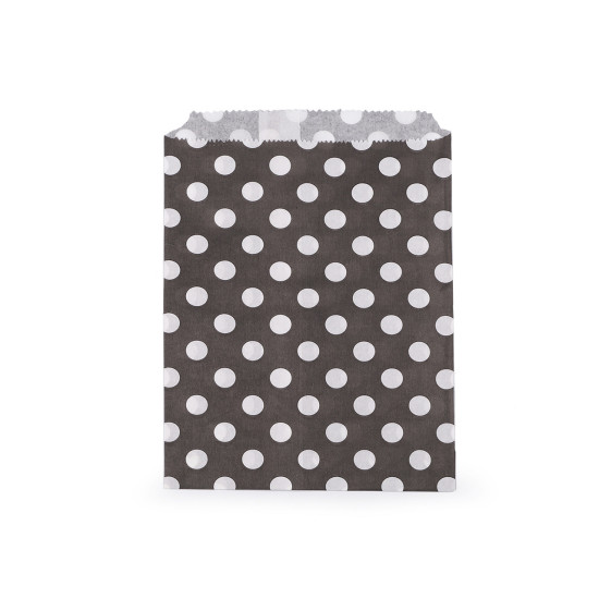 Torebka papierowa chevron, kropki 13x17 cm - Białoczarny (100 Sztuki) Torebka papierowa chevron, kropki 13x17 cm - Białoczarny (100 Sztuki)