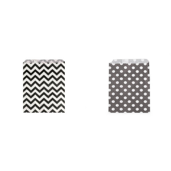 Torebka papierowa chevron, kropki 13x17 cm - Białoczarny (100 Sztuki) Torebka papierowa chevron, kropki 13x17 cm - Białoczarny (100 Sztuki)