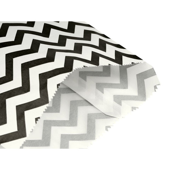 Torebka papierowa chevron, kropki 13x17 cm - Białoczarny (100 Sztuki) Torebka papierowa chevron, kropki 13x17 cm - Białoczarny (100 Sztuki)